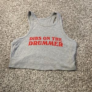 Gray Crop Top with Red Text